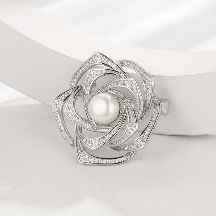 Women's Purity Camellia Pearl Brooch