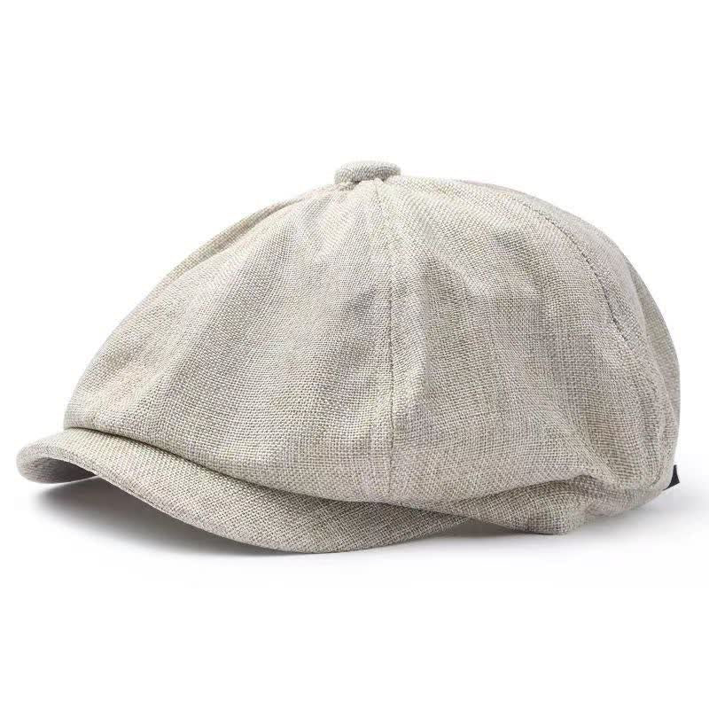 Casual Breathable Linen Octagonal Beret Cap - Beige - Adjustable (about 21 5/8"-23 5/8") - image 9