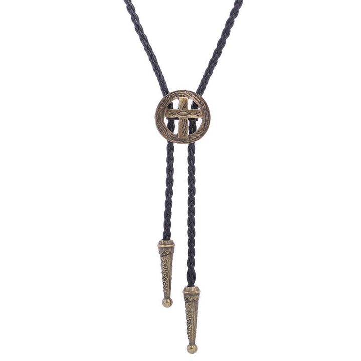 Retro Shirt Accessories Circle Cross Bolo Tie