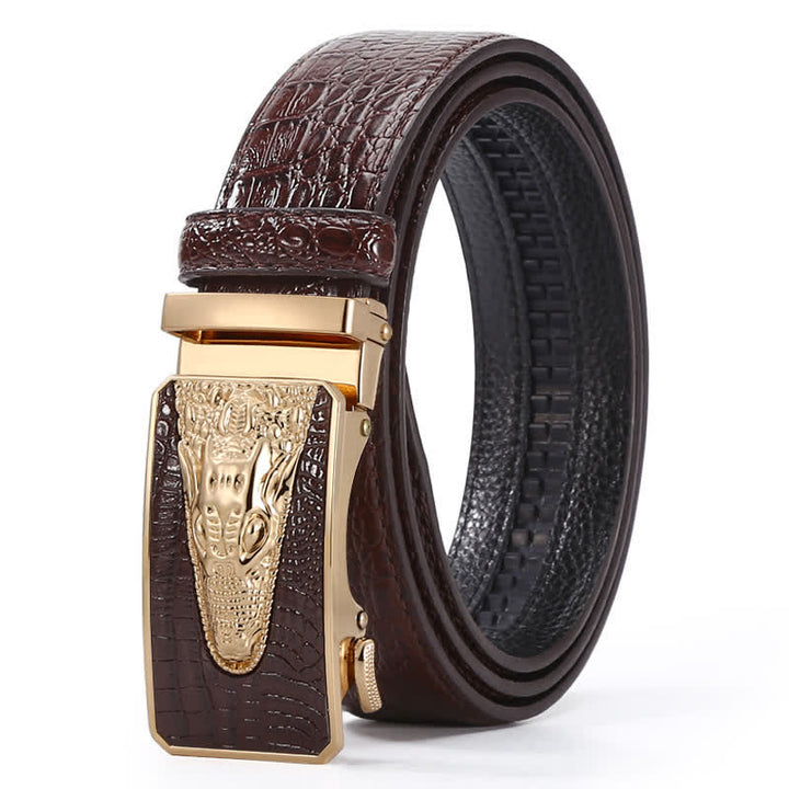 Men's Crocodile Pattern Automatic Buckle Leather Belt