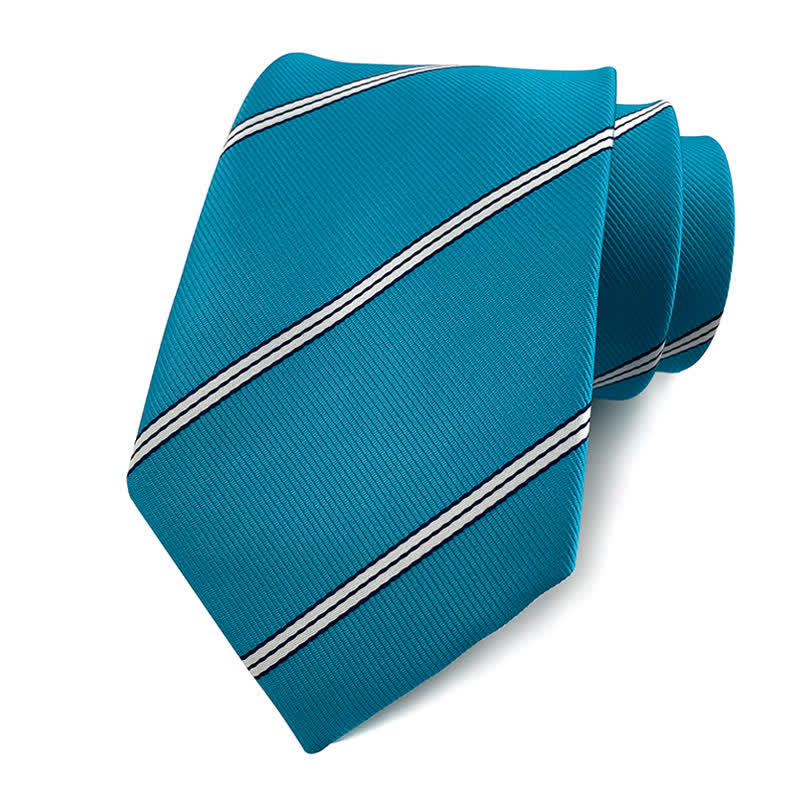 Men's Traditional Repp Striped Office Necktie - Cyan - image 9