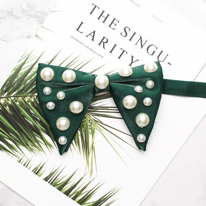 Pearls Bright Oversized Pointed Bow Tie