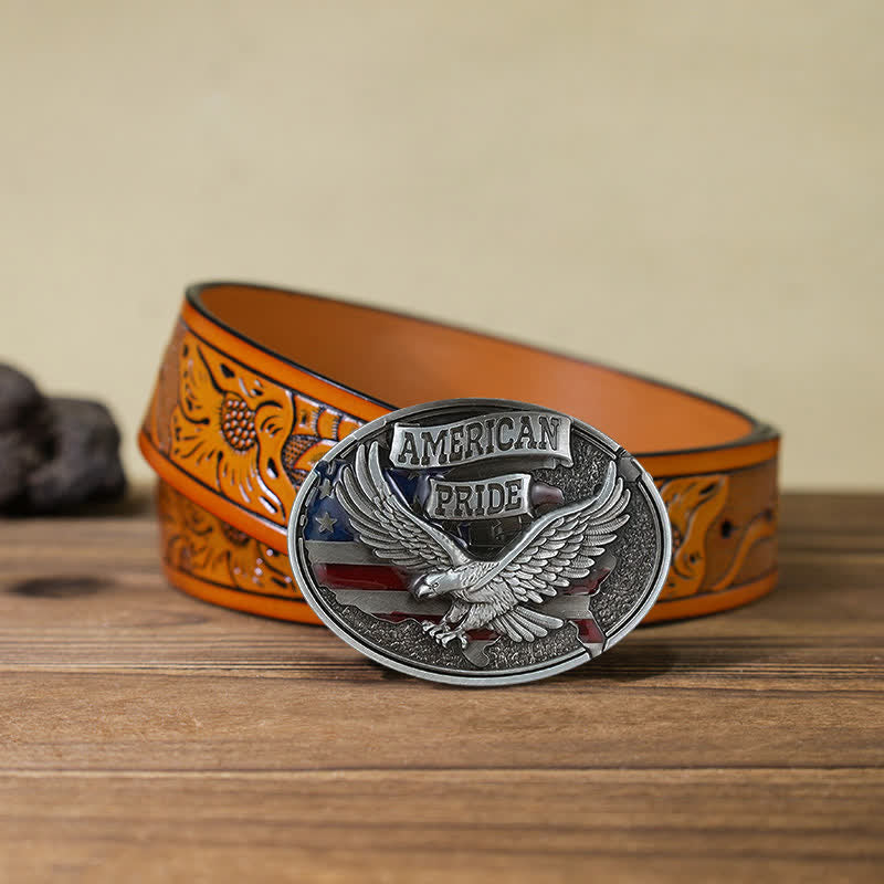 Men's DIY American Pride Eagle Buckle Leather Belt