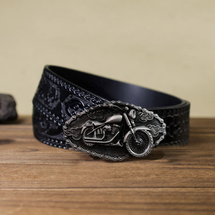 Men's DIY Locomotive Motorcycle Buckle Leather Belt