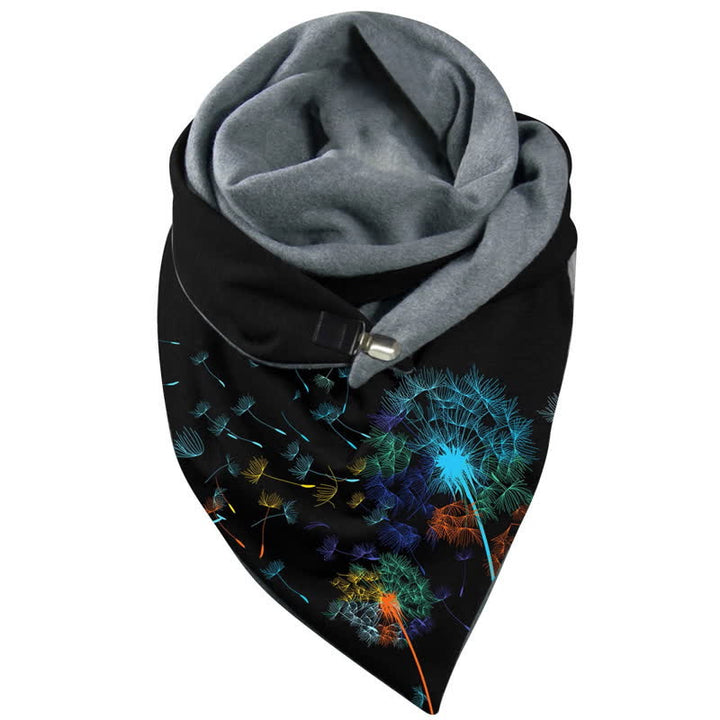 Women's Stylish Coloful Dandelion Print Triangle Scarf