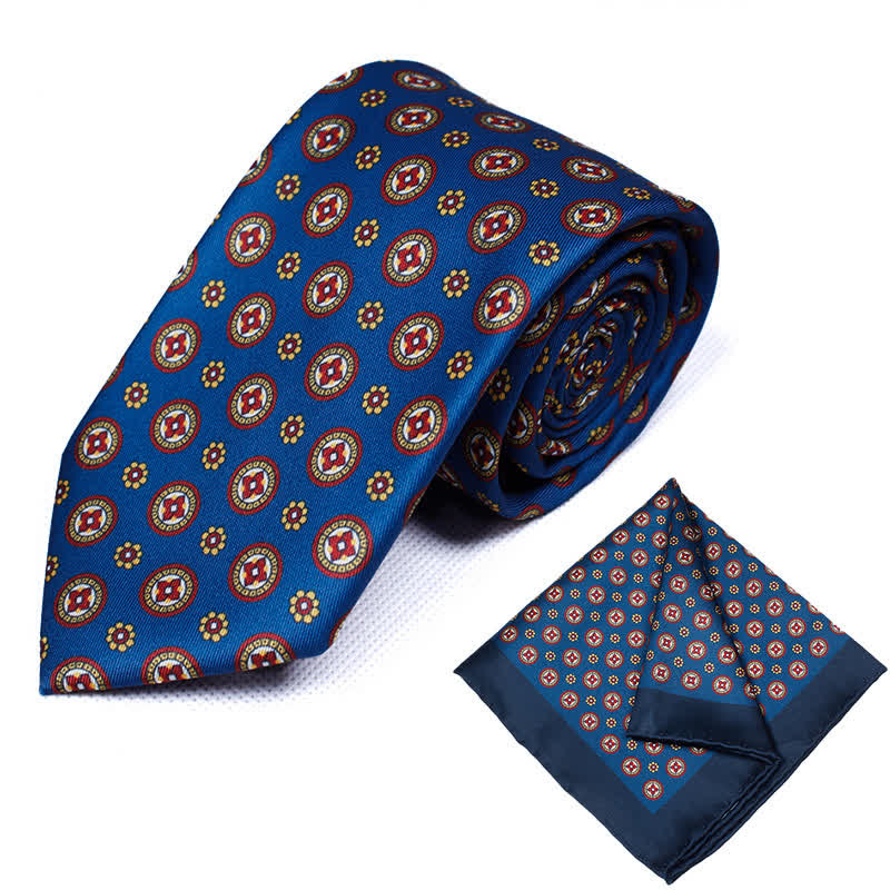 2Pcs Men's Flower Medallion Necktie Set