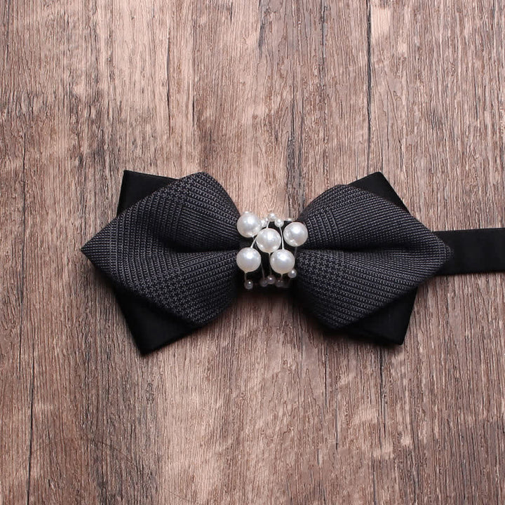 Men's Black Personality Pearls Bow Tie