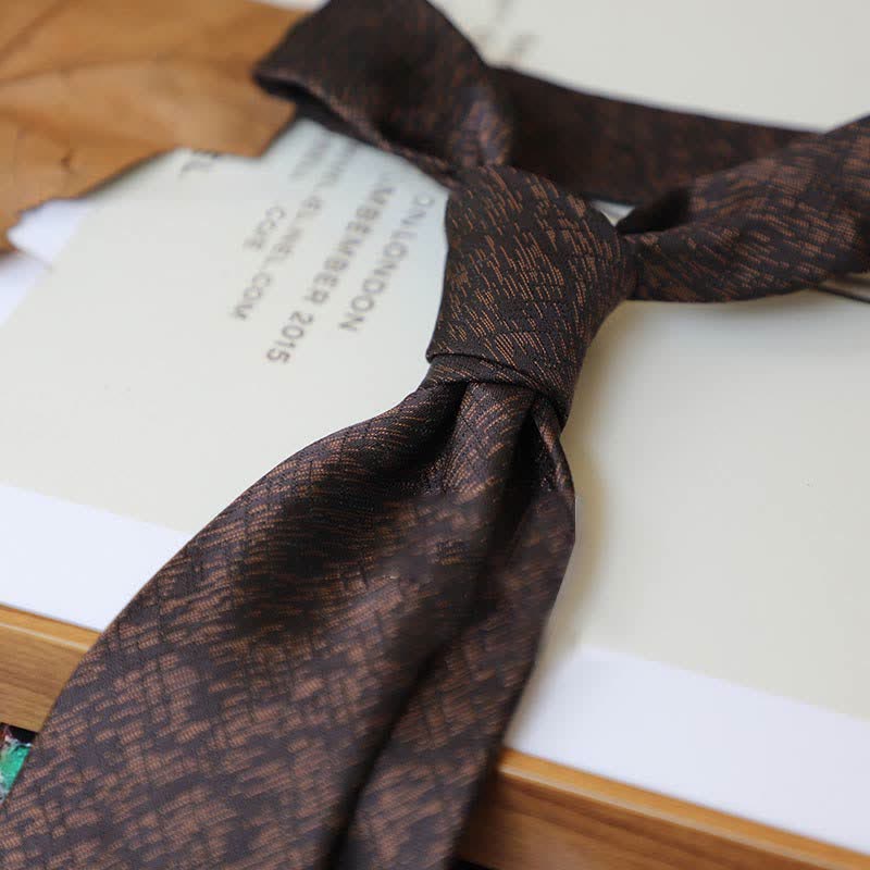 Men's Coffee Colors Series Striped Paisley Necktie - Style #9 - image 12