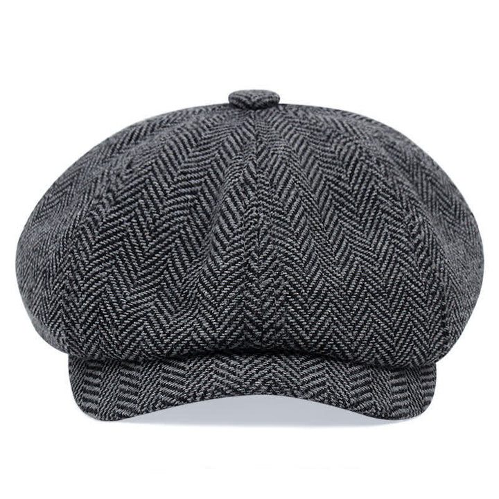Vintage Striped Herringbone Octagonal Beret Cap - image 2
