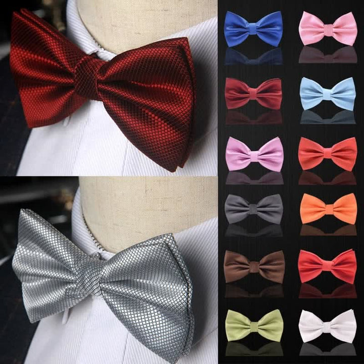 Men's Micro-checked Basic Color Bow Tie