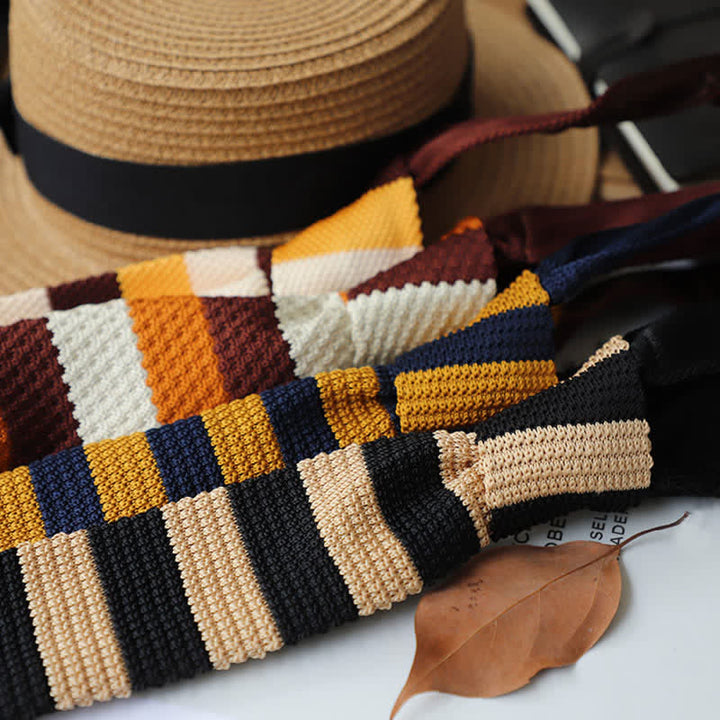 Men's Autumn Horizonal Striped Knitted Necktie