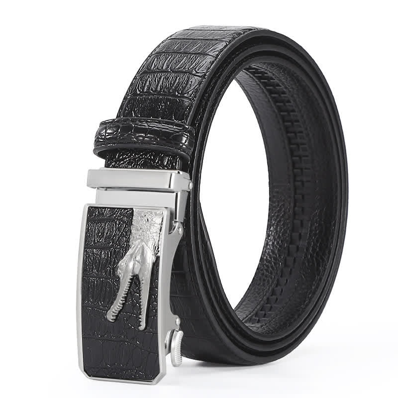 Men's Crocodile Pattern Automatic Buckle Leather Belt