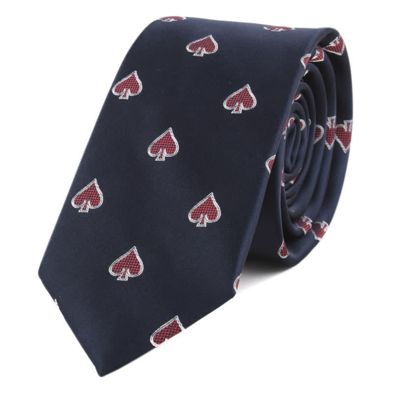 Men's Animals Poker Motifs Necktie - Deep Blue Poker - image 11