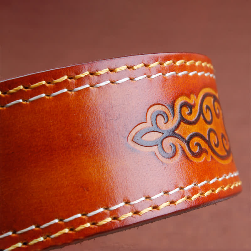 Men's Ethnic Cowboy Silver Horse Leather Belt