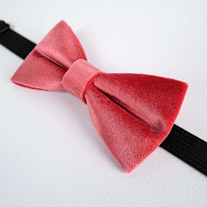 Men's Carmine Solid Color Velvet Bow Tie