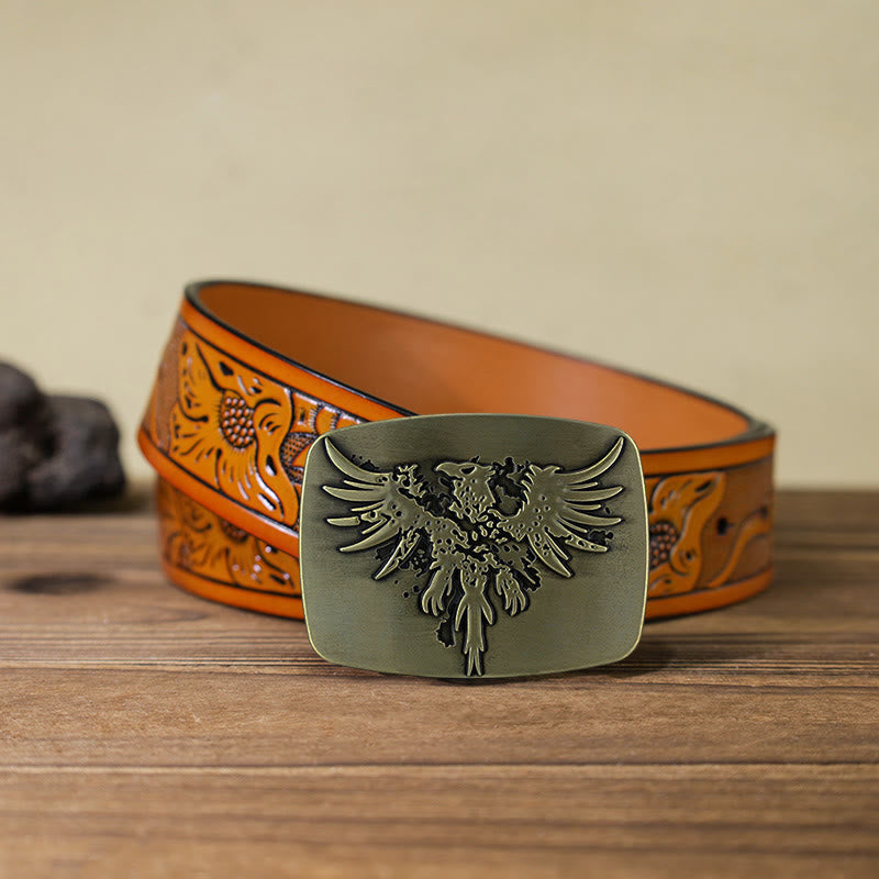 Men's DIY Rising Phoenix Eagle Buckle Leather Belt