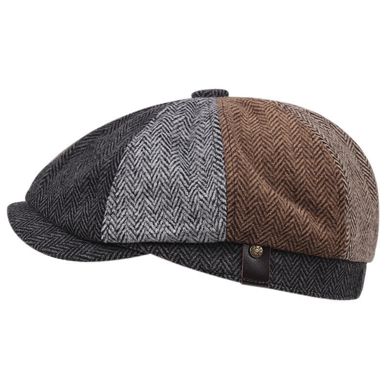 Vintage British Splicing Octagonal Beret Cap - image 3