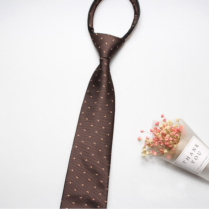 Men's Trendy Micro Paisley Zipper Tie Necktie - Brown - image 2