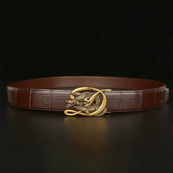 Men's Crocodile Buckle Alligator Pattern Leather Belt