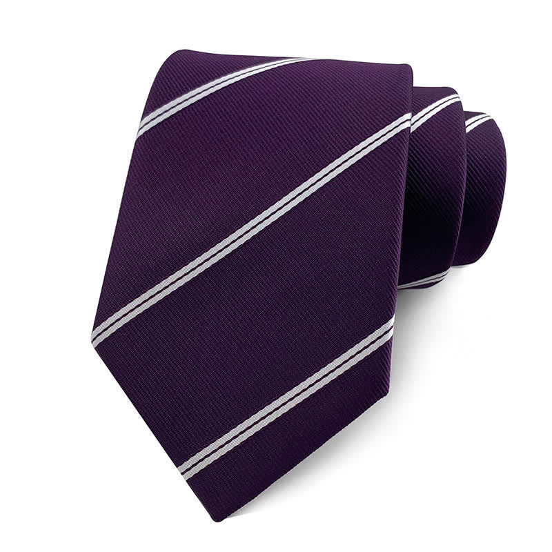 Men's Traditional Repp Striped Office Necktie - Purple - image 6