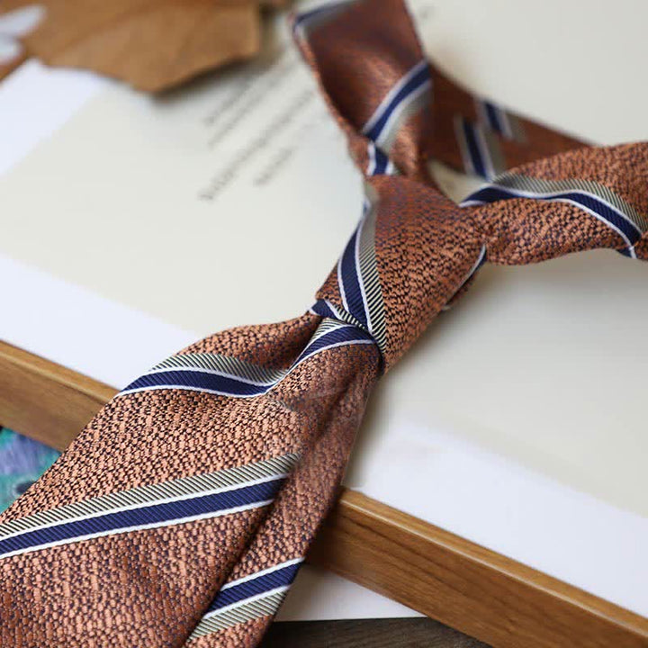 Men's Coffee Colors Series Striped Paisley Necktie - Style #12 - image 15