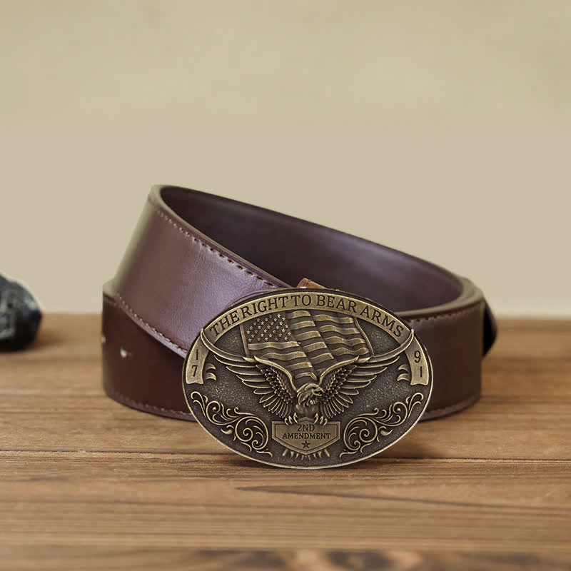 Men's DIY Right to Bear Arms Eagle Buckle Leather Belt