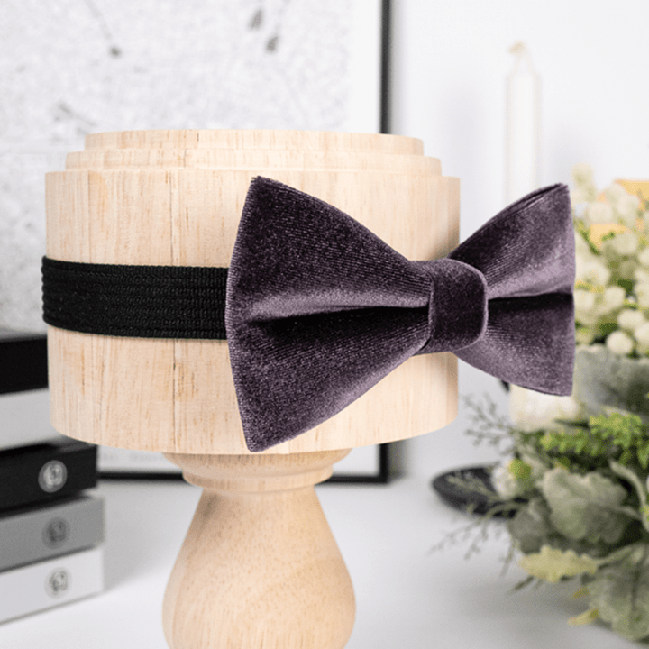 Men's Dark Purple Solid Color Velvet Bow Tie