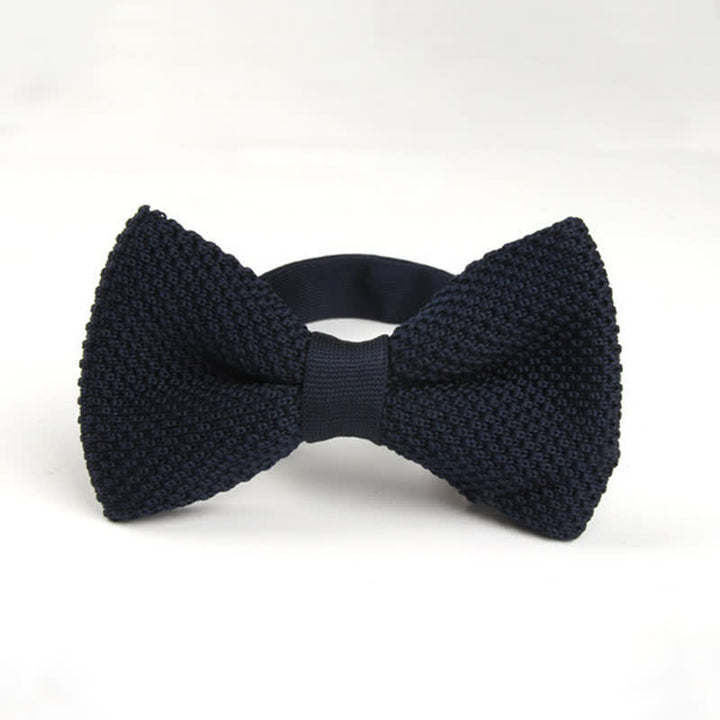 Men's Solid Color Double Layer Knitted Bow Tie