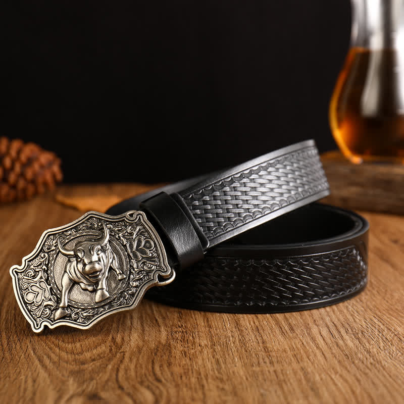 Men's Yak Matador Style Bull Buckle Leather Belt