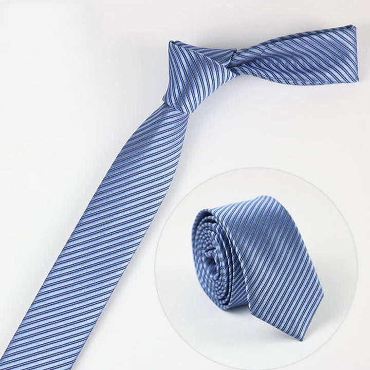 Men's Solid Grey Blue White Twill Daily Necktie - Navy - image 2