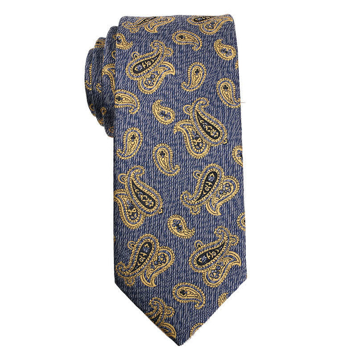 Men's Gold Orange Series Paisley Floral Necktie