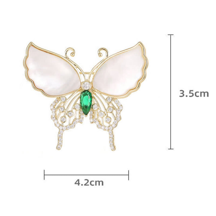 Women's Natural Shell Butterfly Brooch