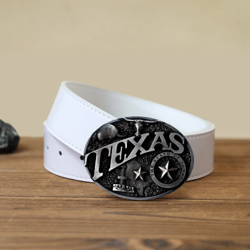 Men's DIY Texas State Heritage Attitude Buckle Leather Belt