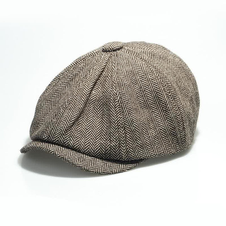 Men's Versatile Herringbone Octagonal Beret Cap