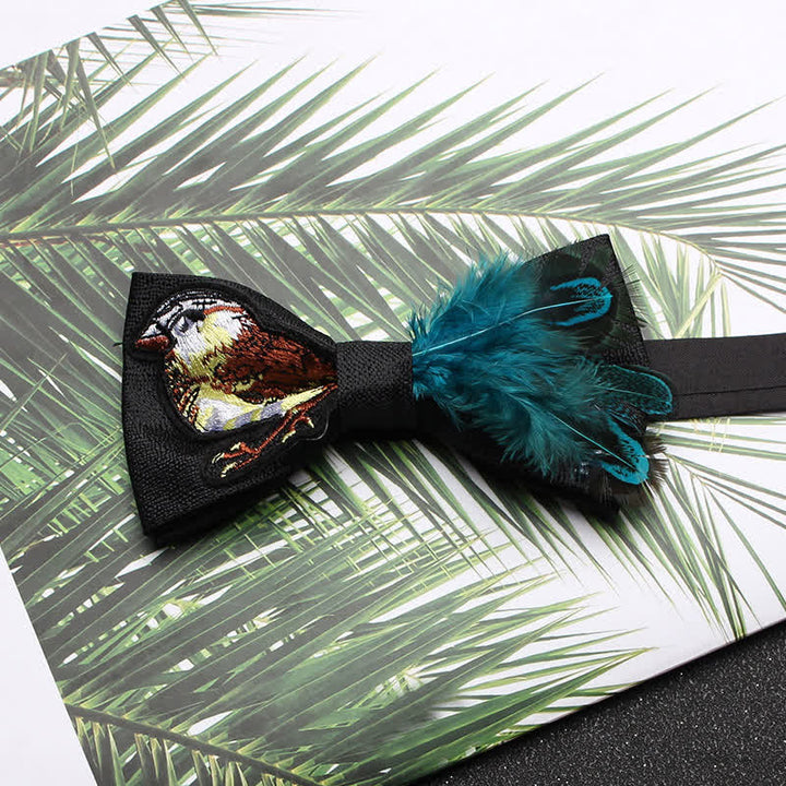 Graphic Sparrow Tail Feather Bow Tie