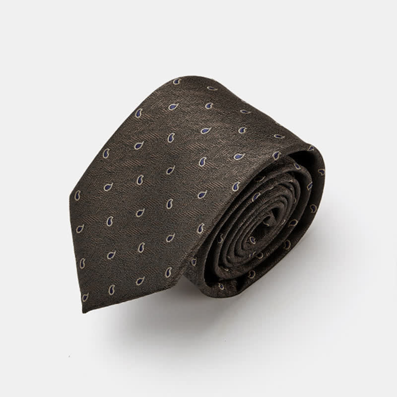 Men's Luxury Micro Paisley Necktie - Brown - image 6