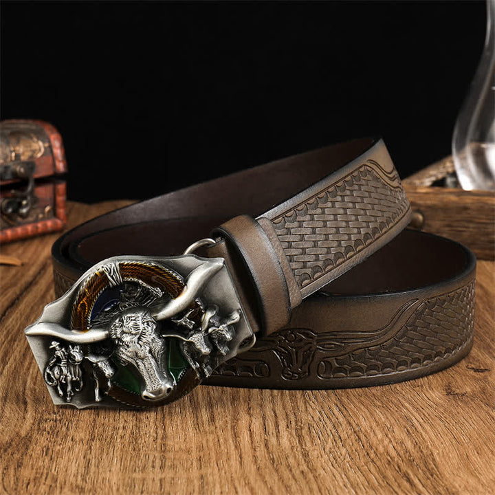 Men's Domineering Bull Head Leather Belt