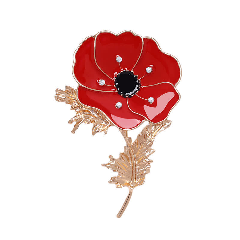 Women's Vintage Oil Painting Poppy Brooch