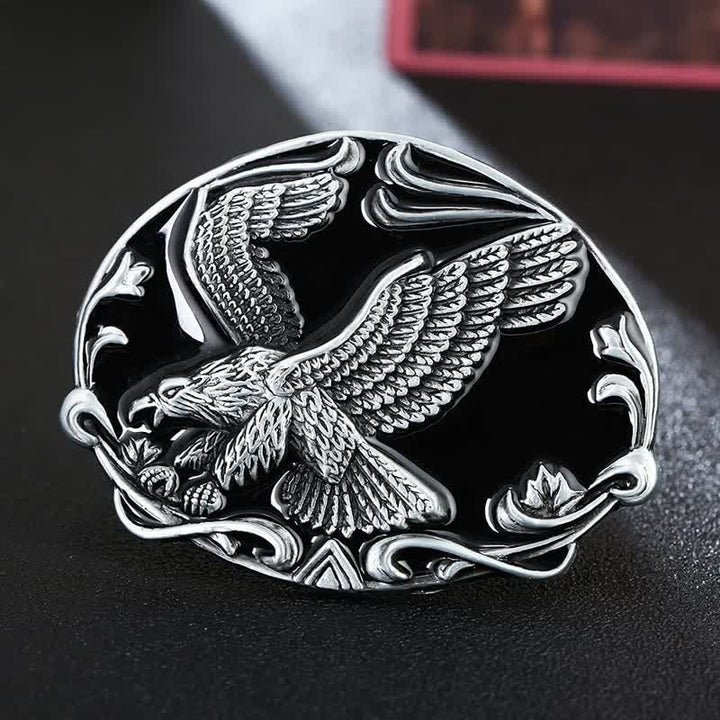 Men's DIY Spreading Wings Eagle Freedom Buckle Leather Belt