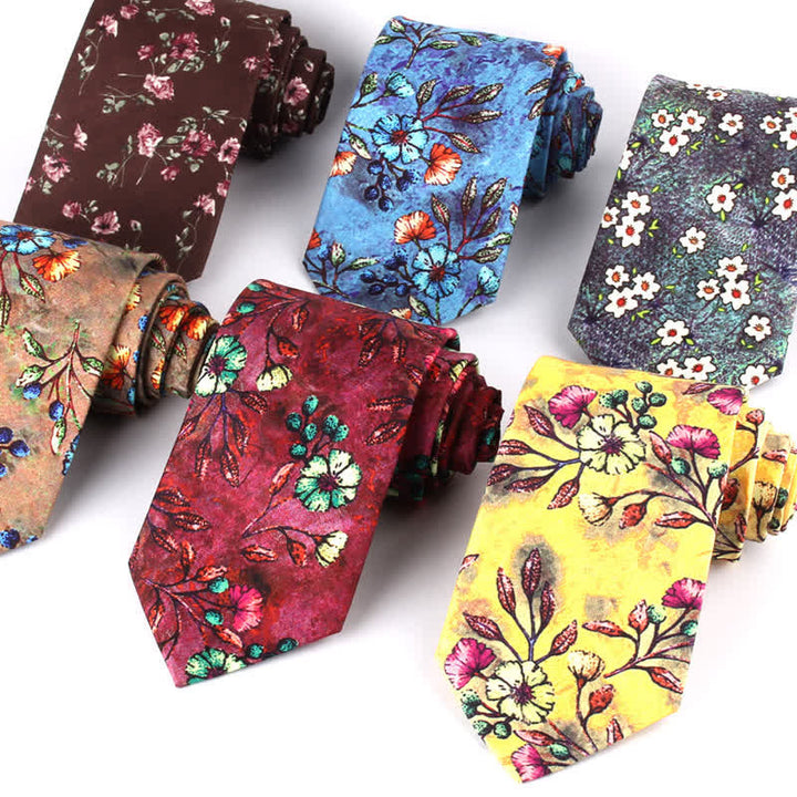 Men's Bright Art Floral Painting Necktie