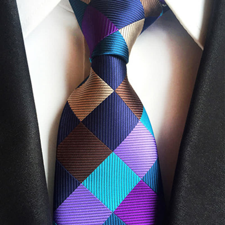 Men's Multi-colored Checked Formal Necktie - image 1
