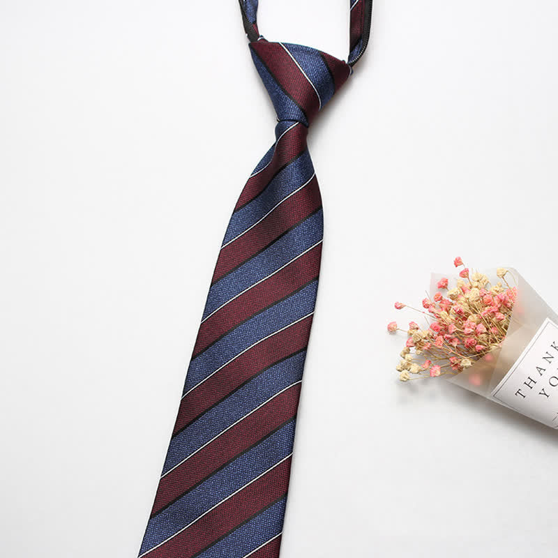 Men's British Zipper Tie Striped Necktie