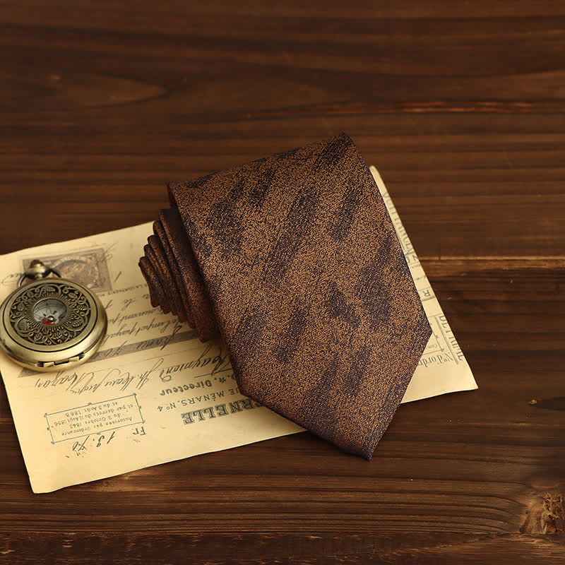 Men's Vintage Graffiti Striped Necktie - Brown - image 1
