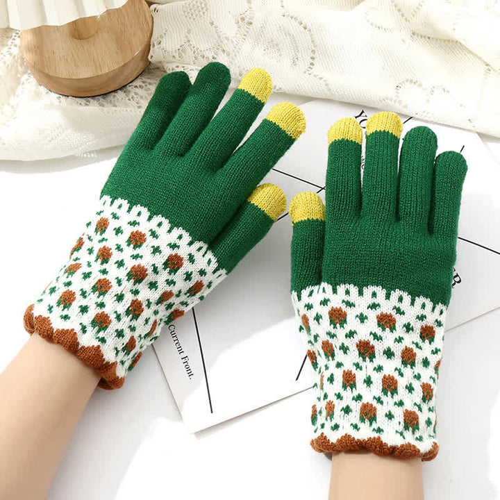 Women's Full Finger Gardening Touch Screen Knit Gloves