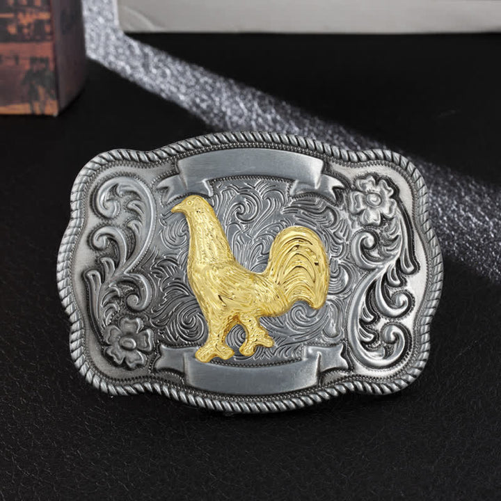 Men's DIY Gold Carving Animal Buckle Leather Belt - Cock - Without Belt - image 46