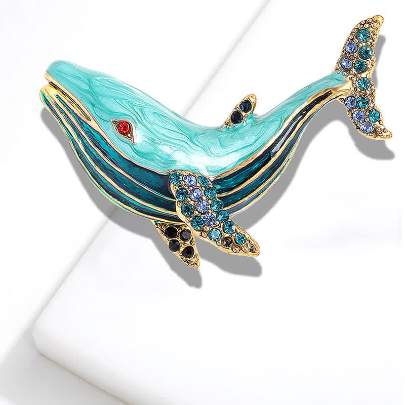 Women's Treasure Whale Enamel Brooch