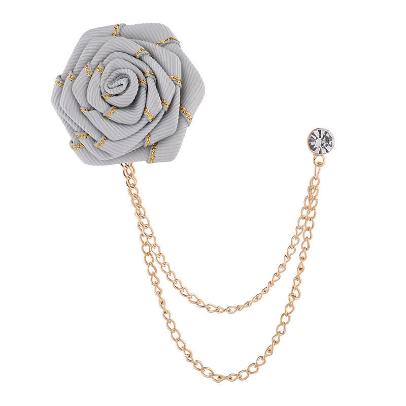 Men's Charming Floral Rose Chain Brooch