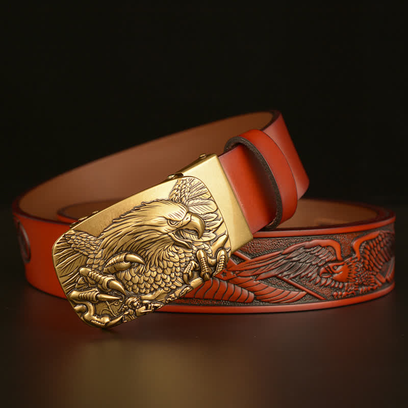 Men's Vintage Eagle Wings Automatic Buckle Leather Belt