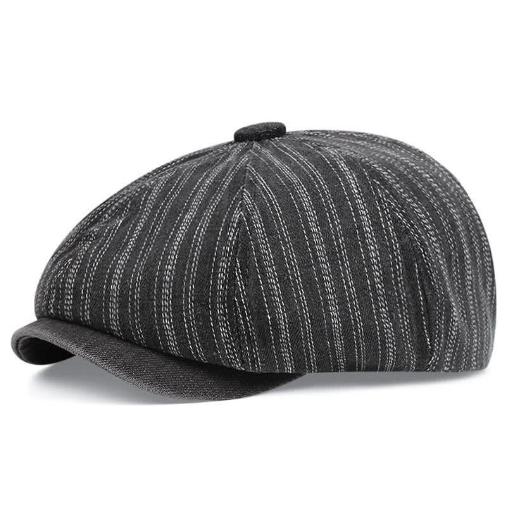 Trendy Striped Octagonal Newsboy Beret Cap - Gray - M (22"-22 7/8") - image 7