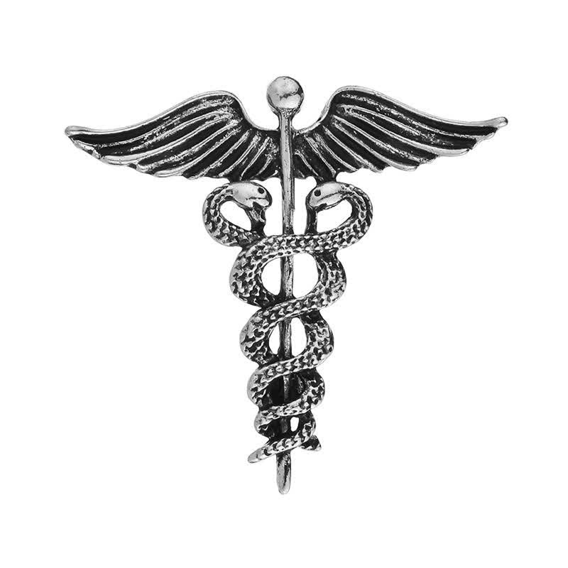 Men's Caduceus Double Snakes Brooch